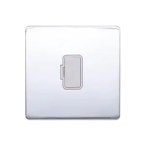 Polished Chrome Screwless Plate 13A UnSwitched Fuse Connection Unit - White Trim - SE Home