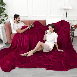 Faux Fur Mink Throw Luxury Super Soft Plain Bed Sofa Settee Throw Blanket- Large - Plum