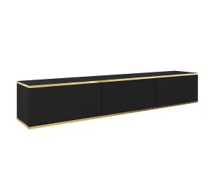 Stylish Oro Floating TV Cabinet H300mm W1750mm D320mm in Black - Chic Entertainment Solution