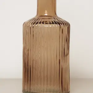 Melody Maison Brown Ribbed Glass Bottle Vase - 20cm