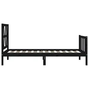 Berkfield Bed Frame with Headboard Black 100x200 cm Solid Wood