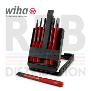 Wiha SlimBits Slotted Screwdriver Bits Set 2.0 to 6.5 6pcs VDE Electrician 43152