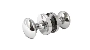 Door Knobs Round Victorian Mortice Knob Sprung - Chrome Polished 56mm