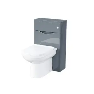 Nes Home Lyndon Modern Back To Wall Toilet Pan and WC Unit Soft Close Seat Grey