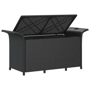 Berkfield Garden Bench with Cushion Black 116x46x57 cm Poly Rattan