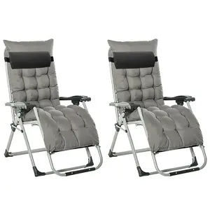 2 Piece Zero Gravity Chair Set with Cushioned Headrest / Ultimate Comfort for Outdoor Relaxation