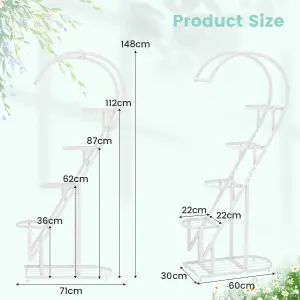 Costway 5 Tier Metal Plant Stand Heart-shaped Ladder Plant Shelf w/ Hanging Hook