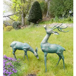 Hickson Deer Animals Weather Resistant Metal Garden Statue