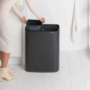 Brabantia Bo 30 Litre + 30 Litre Touch Bin with Two Inner Buckets Matt Black / 60