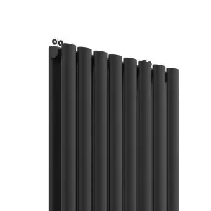 VURTU2 Designer Vertical Double Panel Radiator, 1800(H) x 480(W), Black, 613641