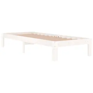 Berkfield Bed Frame White Solid Wood 75x190 cm Small Single