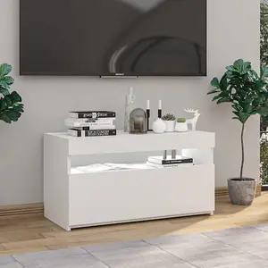 vidaXL TV Cabinet with LED Lights High Gloss White 75x35x40 cm