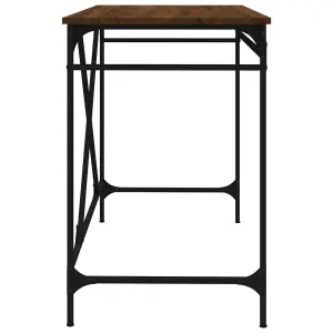 Berkfield Desk Brown Oak 100x50x75 cm Engineered Wood and Iron