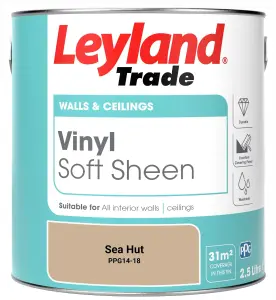 Leyland Trade Vinyl Soft Sheen Walls & Ceilings Emulsion Paint Sea Hut (PPG14-18) - 2.5L