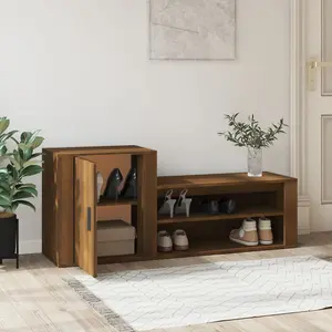 Shoe Cabinet Brown Oak 130x35x54 cm Engineered Wood