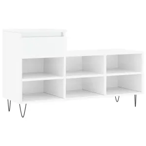 Berkfield Shoe Cabinet High Gloss White 102x36x60 cm Engineered Wood