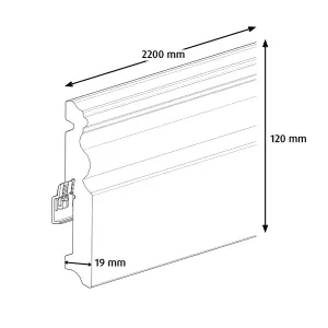 GoodHome White MDF Skirting board (L)2200mm (W)120mm (T)19mm