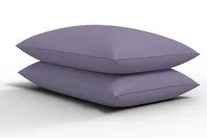 Pair of Pillowcase Polycotton Plain Dyed Housewife Pair of Pillow Covers 75cmx50cm (Purple)