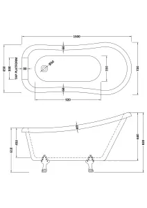 Traditional Slipper Freestanding Bath & Feet from Balterley - 1500mm x 770mm