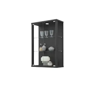 Francetta Wall Mounted Curio Cabinet with Lighting Black