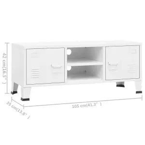 Berkfield Industrial TV Cabinet White 105x35x42 cm Metal