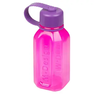 URBNLIVING 500ml Pink Reusable Water Drinking Sports Bottle Container Flask with Purple Leakproof Lid