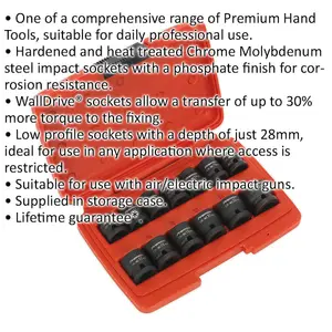 13-Piece Low Profile WallDrive Impact Socket Set - 1/2" Drive in Chromoly Steel