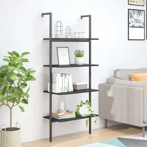 Berkfield 4-Tier Leaning Shelf Black 64x35x152.5 cm