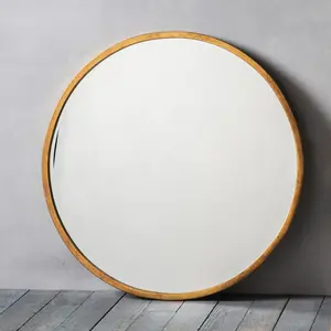 Thora Metal Flat Wall Mirror Higgins Round Mirror Black / 60cm H x 60cm W