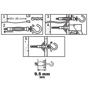 Diall Steel L-hook Hollow wall anchor M4 (L)46mm, Pack of 4