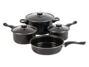 URBNLIVING 7pcs Non Stick Cookware Pot & Pan Set With Glass Lids Easy Clean Coating Kitchen