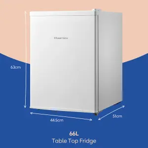 Russell Hobbs Mini Fridge 67L White Table Top & Cooler with Ice Box RH67TTLF0E1W