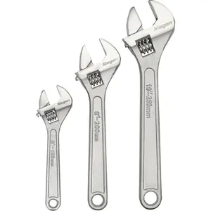 3 Piece Wrench Set - Three Adjustable Steel Wrenches - 150mm 200mm and 250mm