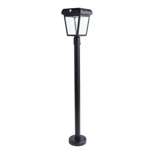 GoodHome Piceo Black Solar-powered Integrated LED Outdoor Post light