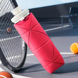 600ml Collapsible Silicone Water Bottle for Travel Gym Pink