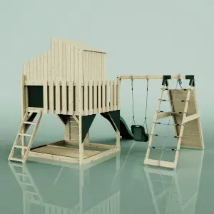 PolarPlay Kids Climbing Tower & Playhouse with Swing and Slide - Climb & Swing Vidar Green