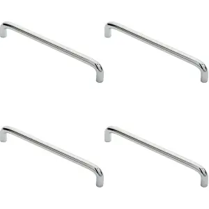 4x Round D Bar Cabinet Pull Handle 170 x 10mm 160mm Fixing Centres Chrome