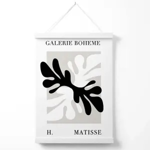 Matisse Floral Cutout Beige and Black Bohemian Poster with Hanger / 33cm / White