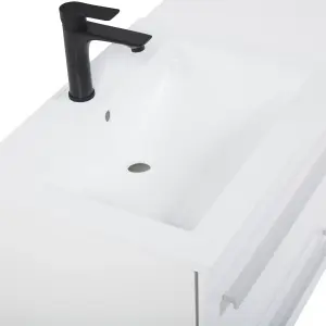 Bathroom Wall Mounted Cabinet with Basin White MADRID