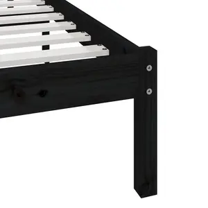 Berkfield Bed Frame Black Solid Wood Pine 140x190 cm