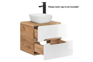 Bathroom Vanity Unit Countertop Sink 600 Wall Cabinet White Gloss Oak Arub