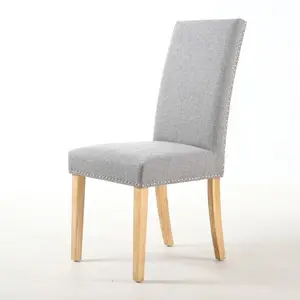 Richard Upholstered Dining Chair (Set of 2) Silver Grey Linen Effect / Natural