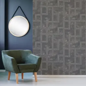 Boutique Gilded Greek Key Onyx Geometric Wallpaper