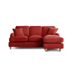 Sofas Express Tenby Apricot Red Right Hand Chaise Tailored Pleat Manhattan Sofa