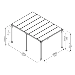 Palram - Canopia Milano Grey Rectangular Gazebo, (W)4.26m (D)3.09m - Assembly required