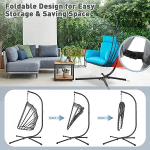 Costway Swing Hanging Egg Chair W/ Stand Hammock Chair W/ Soft Cushion Garden Patio Seat