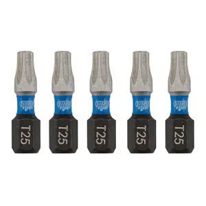 Draper Expert TX-STAR Impact Screwdriver Bits, T25 x 25mm, 1/4" Hex (Pack of 5) 05494