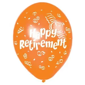 Amscan Happy Retirement Latex Balloons (Pack of 6) Orange/White (One Size)