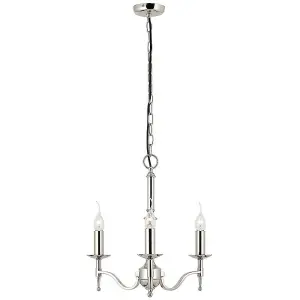 Avery Ceiling Pendant Chandelier Light 3 Lamp Bright Nickel Curved Candelabra