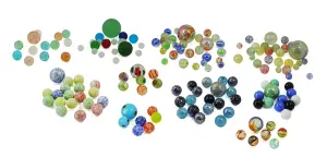 Coloured Glass Marbles Classic Retro Traditional Game Toy - Box of 163